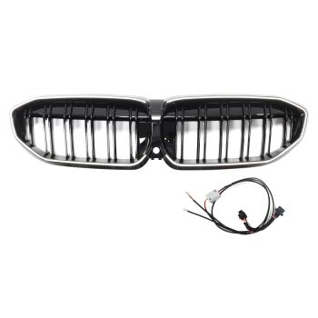 LED-Kühlergrill mit Doppelrippe in Hochglanz schwarz für BMW 3er G20 G21 19-22