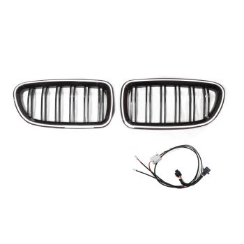 LED-Kühlergrill mit Doppelsteg in Schwarz glänzend für BMW 5er F10 F11 2010–2017