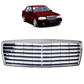 Für Mercedes C-Klasse W202 Kühlergrill Grill Chrom Schwarz 93-00