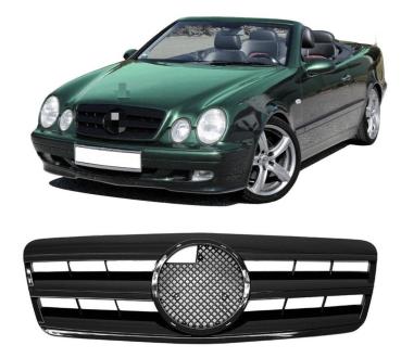 Passt für CLK W208 C208 A208 Gitter Grill Kühlergrill Schwarz glänzend 1997-2003