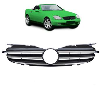Kühlergrill hochglanz Schwarz + Chromleiste passend für Mercedes SLK R170 96-04