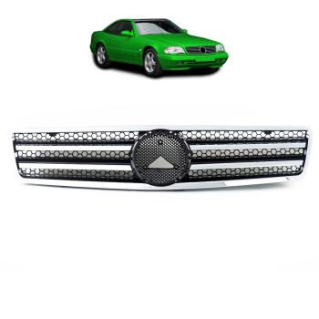 Sport Kühlergrill Chrom Schwarz glanz für Mercedes Benz SL (R129) ab 1989-2001