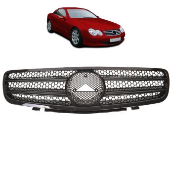 Sport Kühlergrill Schwarz glanz für Mercedes Benz SL (R230) Vorfacelift ab 01-05