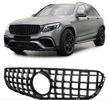 Kühlergrill Schwarz für Mercedes GLC X253 + Kamera Sport-Panamericana GT