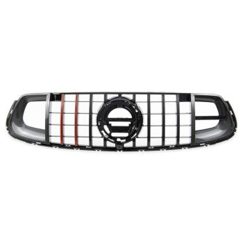 Kühlergrill Schwarz Rot + Carbon passt für Mercedes GLC X253 Evo Panamericana GT