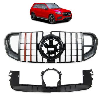 Kühlergrill Frontgrill schwarz GT-R Carbon Look für MERCEDES GLS (X167) 2018-