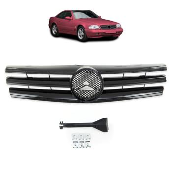 Sport Kühlergrill Schwarz glanz für Mercedes Benz SL (R129) ab 1989-2001
