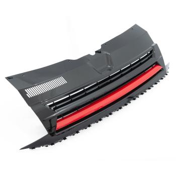 Kühlergrill Schwarz Glanz Rote Leiste ohne Emblem für VW T6 Bus Transporter 15-