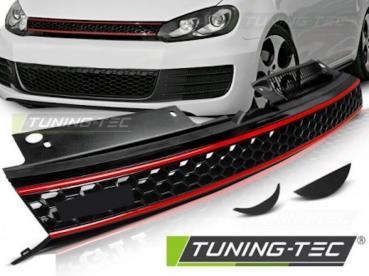 Sportgrill / Kühlergrill für Volkswagen Golf 6 09-12 schwarz/rot in Wabengitter Design