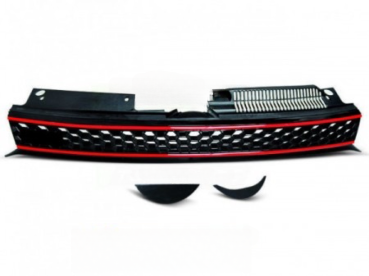 Sportgrill / Kühlergrill für Volkswagen Golf 6 09-12 schwarz/rot in Wabengitter Design
