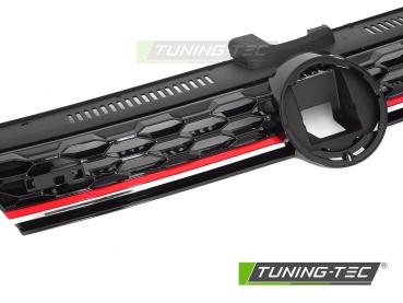 Preview: Sportgrill / Kühlergrill für Volkswagen Golf 7 (VII) Facelift 17-20 Hochglanz-schwarz/rot in Wabendesign