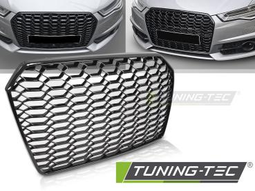 Preview: Wabengitter Sportgrill / Kühlergrill für Audi A6 4G (C7) Facelift 14-18 Hochglanz schwarz