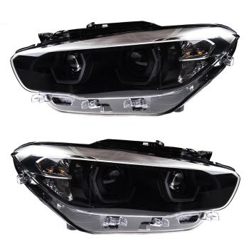 VOLL LED Tagfahrlicht Angel Eyes Scheinwerfer für BMW 1er F20/F21 LCI (Facelift) 15-19 schwarz