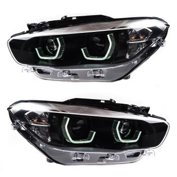 VOLL LED Tagfahrlicht Angel Eyes Scheinwerfer für BMW 1er F20/F21 LCI (Facelift) 15-19 schwarz