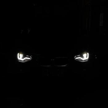 VOLL LED Tagfahrlicht Angel Eyes Scheinwerfer für BMW 1er F20/F21 11-15 schwarz mit dynamischen Blinker