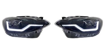 VOLL LED Tagfahrlicht Angel Eyes Scheinwerfer für BMW 1er F20/F21 11-15 schwarz mit dynamischen Blinker
