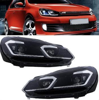 Scheinwerfer H7/LED Klarglas schwarz für VW Golf 6 Bj. 08-13  dyamische Blinker