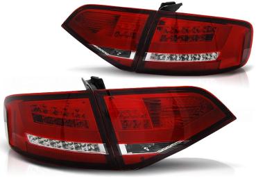 LED Lightbar Rückleuchten für Audi A4 B8 (8K) Limo Bj. 08-11 Rot/Chrom