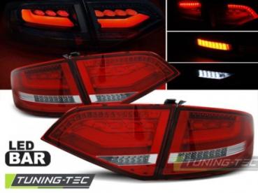 Voll LED Lightbar Rückleuchten für Audi A4 B8 (8K) Limo Bj. 08-11 Rot/Chrom