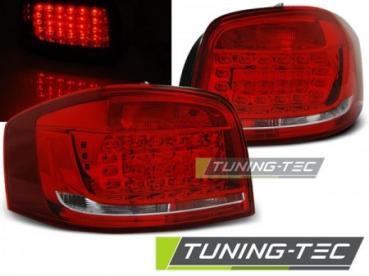 LED Rückleuchten für Audi A3 8P Facelift Bj. 08-12 Rot/Chrom
