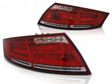 Voll LED Lightbar Rückleuchten für Audi TT 06-14 Rot/Chrom dynamischer Blinker