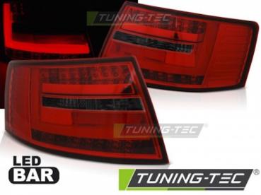 LED Lightbar Rückleuchten für Audi A6 C6 4F Limo Bj. 04-08 Rot/Smoke 6-PIN