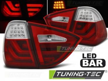 LED Lightbar Rückleuchten für BMW E91 Touring Bj. 05-08 Rot/Chrom