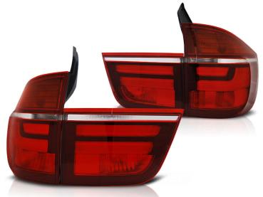 LED Lightbar Rückleuchten für BMW X5 E70 Bj. 07-10 Rot/Chrom