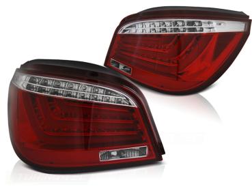 LED Lightbar Rückleuchten für BMW E60 Limo Bj. 03-07 Rot/Chrom