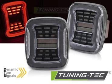 VOLL LED Upgrade Design Rückleuchten Set für Chrysler Jeep Wrangler YJ 91-96 / TJ 96-06 schwarz/weiß dynamisch