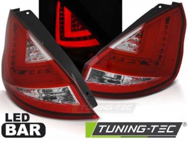 LED Lightbar Rückleuchten für Ford Fiesta MK7 Bj. 13-17 Rot/Chrom