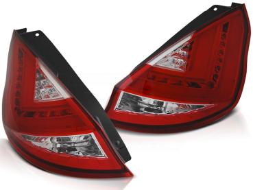 LED Lightbar Rückleuchten für Ford Fiesta MK7 Bj. 13-17 Rot/Chrom