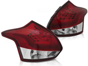 LED Lightbar Rückleuchten für Ford Focus MK3 Bj. 11-14 Rot/Chrom
