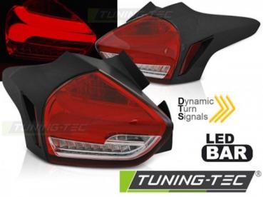 LED Lightbar Rückleuchten für Ford Focus MK3 15-18 Rot/Chrom dynamischer Blinker