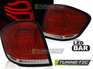 Voll LED Lightbar Rückleuchten für Mercedes M-Klasse ML W164 Bj. 08-11 Rot/Chrom