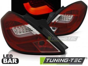 LED Lightbar Rückleuchten für Opel Corsa D (3-Türer) Bj. 06-14 Rot/Chrom