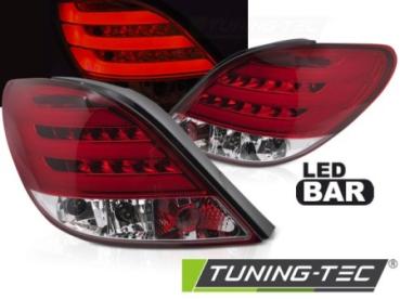 LED Lightbar Rückleuchten für Peugeot 207 Bj. 06-09 Rot/Chrom