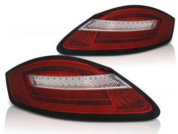 Voll LED Lightbar Rückleuchten für Porsche Boxster 987 + Cayman 04-09 Rot/Chrom