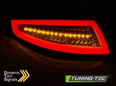 Voll LED Lightbar Rückleuchten für Porsche 911 997 Bj. 04-08 Rot/Chrom