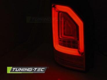 Preview: Voll LED Lightbar Rückleuchten für VW T6 Bj.15-19 Rot/Chrom (Heckklappe /Halogen）