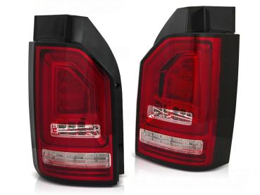 Voll LED Lightbar Rückleuchten für VW T6 Bj.15-19 Rot/Chrom (Heckklappe /Halogen）