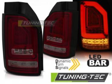 Voll LED Lightbar Rückleuchten für VW T6 15-19 Rot/Smoke (Heckklappe / Halogen)