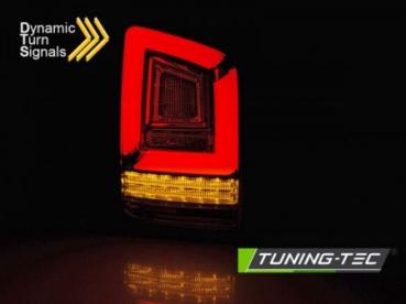 Voll LED Lightbar Rückleuchten für VW T6 15-19 Rot/Chrom (Flügeltüren / Halogen)
