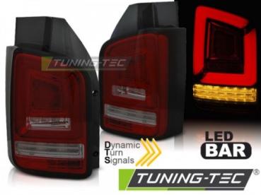 Voll LED Lightbar Rückleuchten für VW T6 15-19 Rot/Smoke (Flügeltüren / Halogen)