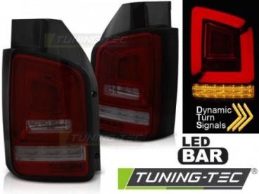 Voll LED Lightbar Rückleuchten für VW T5 GP Facelift  09 Rot/Smoke (Flügeltüren)