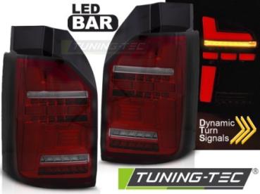 Voll LED Lightbar Rückleuchten für VW T6 15- T6.1 19- Rot/Smoke Heckklappe / LED