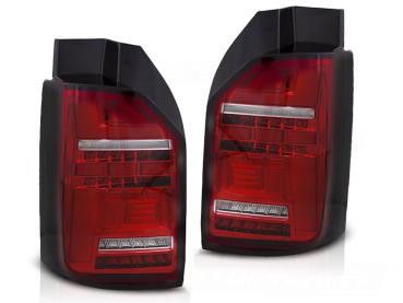 Voll LED Lightbar Rückleuchten für VW T6.1  19- Rot/Chrom (Heckklappe / Halogen)