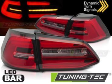 Voll LED Lightbar Rückleuchten für VW Golf 7 (VII) Variant Bj. 13-17 Rot/Chrom