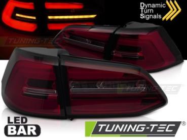Voll LED Lightbar Rückleuchten für VW Golf 7 Variant Facelift 17-20 Rot/Smoke