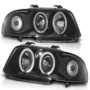 LED Angel Eyes Scheinwerfer für Audi A4 B5 94-98 schwarz